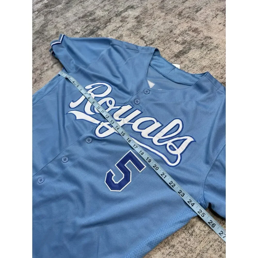 MLB Majestic Kansas City Royals George Brett Blue Jersey 48/L Embroidered